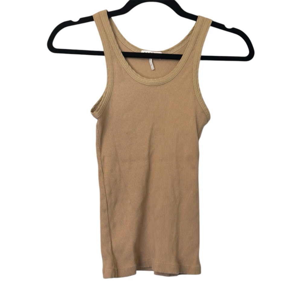 Sandro Ribbed Tank Top Beige